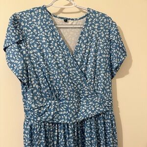 Ouges Maternity Maxi Dress Wrap Light Blue Floral XL
